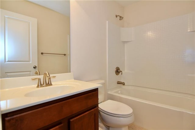 full bathroom with tub / shower combination, toilet, and vanity