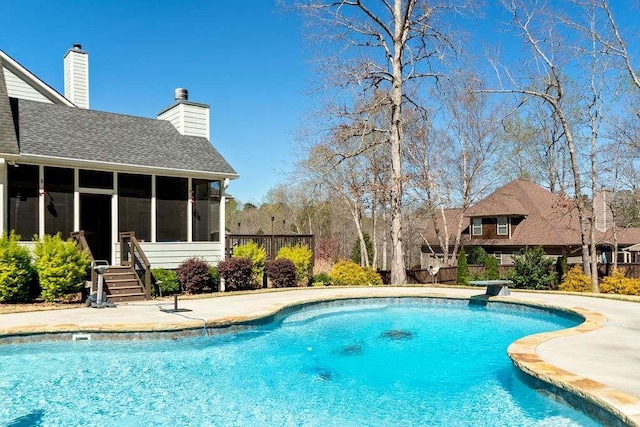 109 Lighthorse Blvd, Mcdonough, GA 30252 - outdoor pool with a sunroom and a diving board