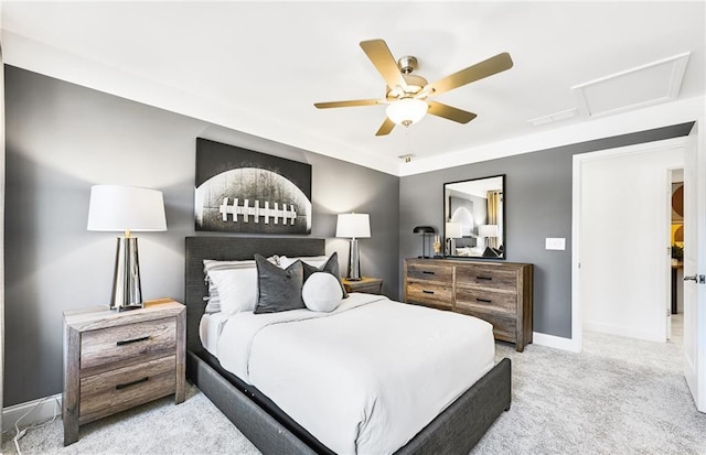 112 Jane Blvd NW, Cartersville, GA 30120 - bedroom featuring light colored carpet, attic access, baseboards, and ceiling fan