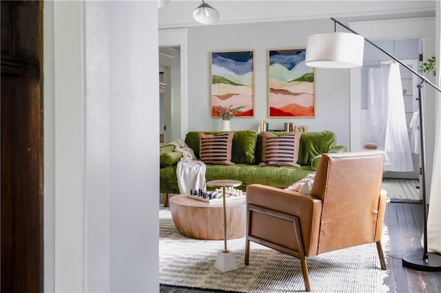 living area with wood finished floors