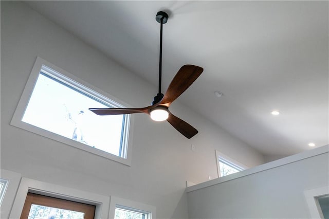 details featuring recessed lighting and a ceiling fan