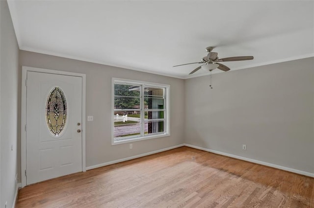 622 Sheffield Rd, Norcross, GA 30071 - entrance foyer featuring wood finished floors, ceiling fan, baseboards, and crown molding