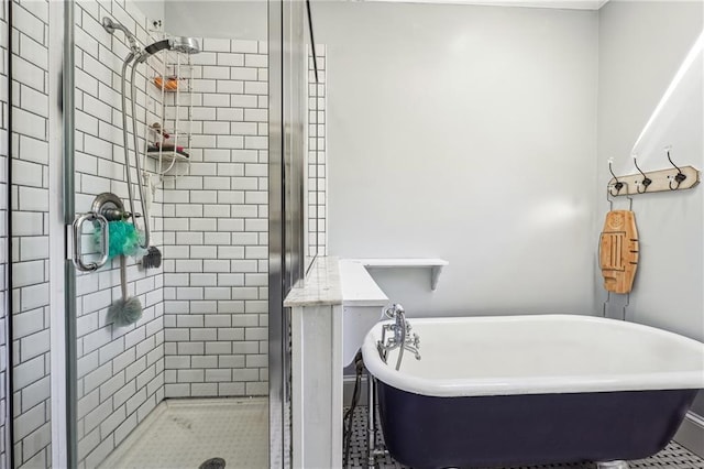 bathroom with independent shower and bath