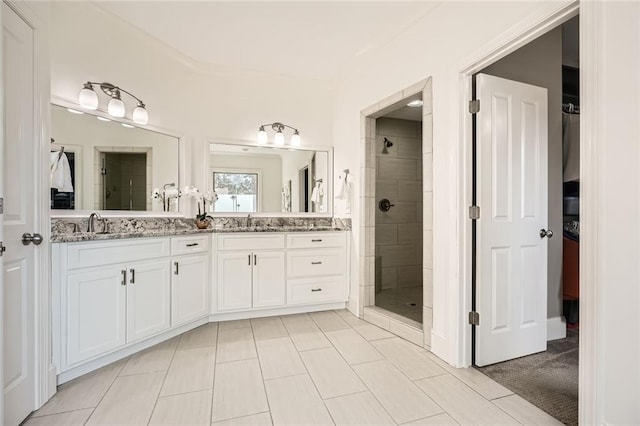 2987 Jefferson St, Atlanta, GA 30341 - bathroom with a stall shower, double vanity, and tile patterned floors
