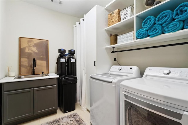 119 Sharp Mountain Crk, Ball Ground, GA 30107 - laundry room with washer and dryer and light tile patterned floors