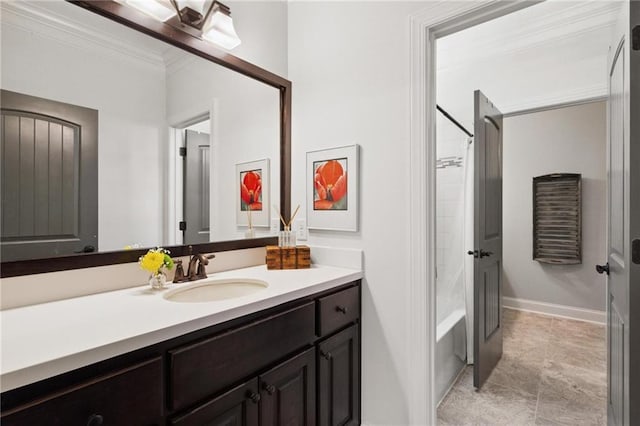 119 Sharp Mountain Crk, Ball Ground, GA 30107 - bathroom with vanity,  shower combination, and ornamental molding