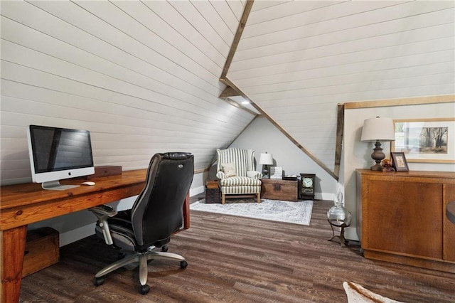 119 Sharp Mountain Crk, Ball Ground, GA 30107 - home office featuring vaulted ceiling and wood finished floors