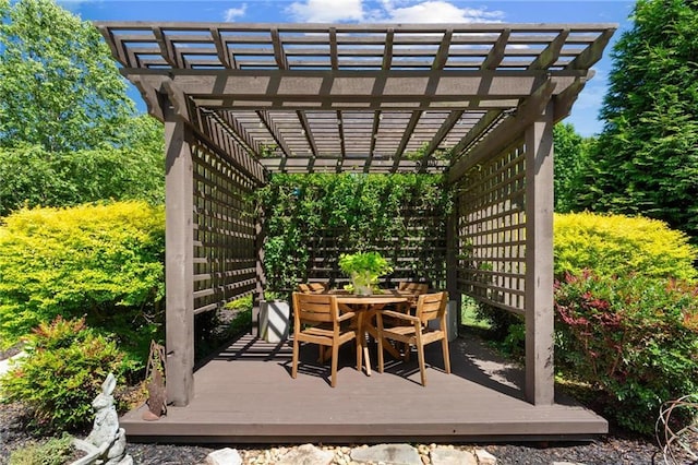 119 Sharp Mountain Crk, Ball Ground, GA 30107 - view of patio / terrace with outdoor dining space, a pergola, and a deck