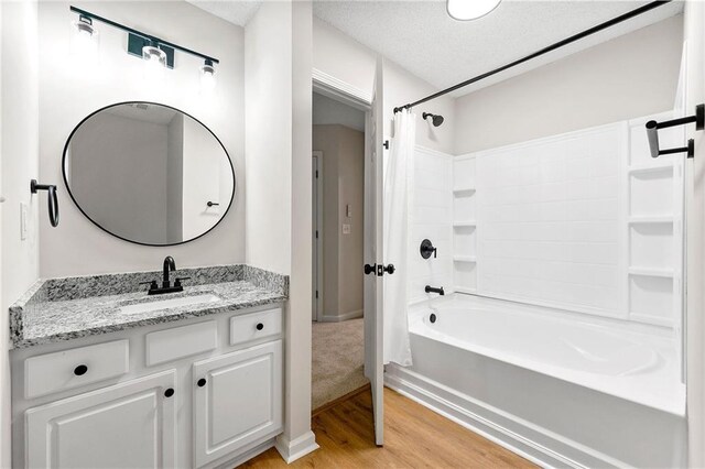 89 Prospect Path, Hiram, GA 30141 - full bathroom with vanity, shower / tub combo with curtain, and wood finished floors