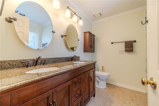 45 Somerset Ct, Covington, GA 30016 - bathroom featuring a sink, ornamental molding, and visible vents