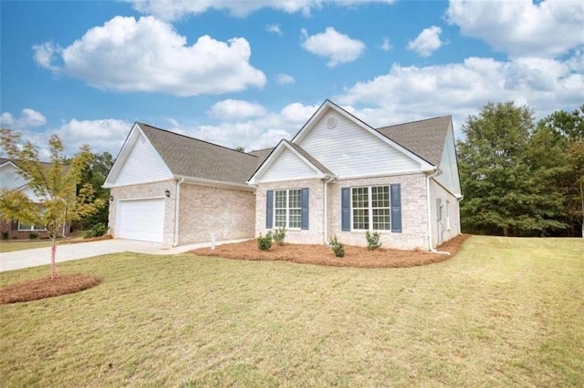 960 Park Place St, Social Circle, GA 30025 - view of front of home with concrete driveway, an attached garage, brick siding, and a front yard
