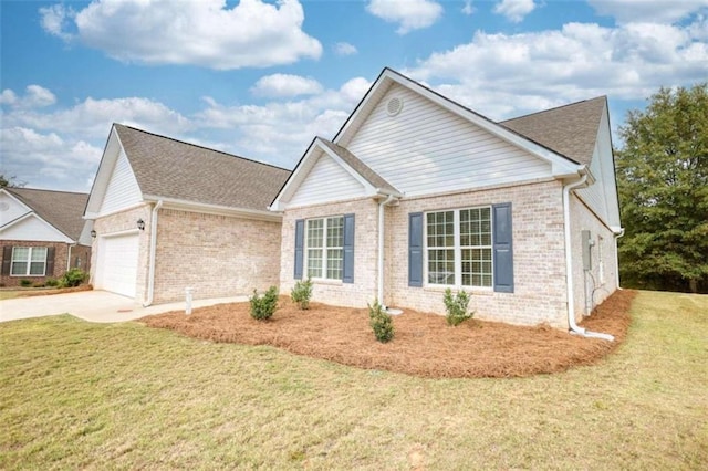 960 Park Place St, Social Circle, GA 30025 - view of front of property featuring a garage, brick siding, a front lawn, and concrete driveway