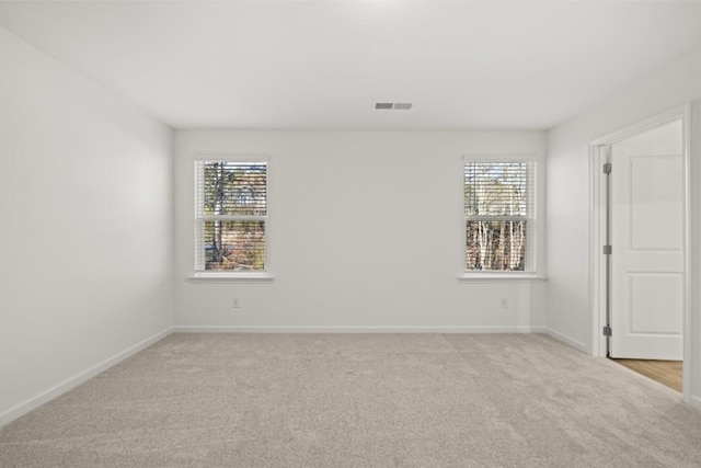 unfurnished room featuring light colored carpet and a healthy amount of sunlight