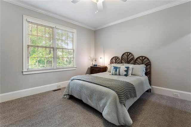 10135 High Falls Pointe Pointe, Johns Creek, GA 30022 - carpeted bedroom with ornamental molding, baseboards, and ceiling fan