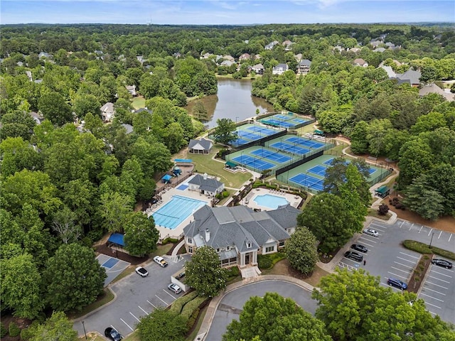 10135 High Falls Pointe Pointe, Johns Creek, GA 30022 - drone / aerial view of a pool and a nearby body of water