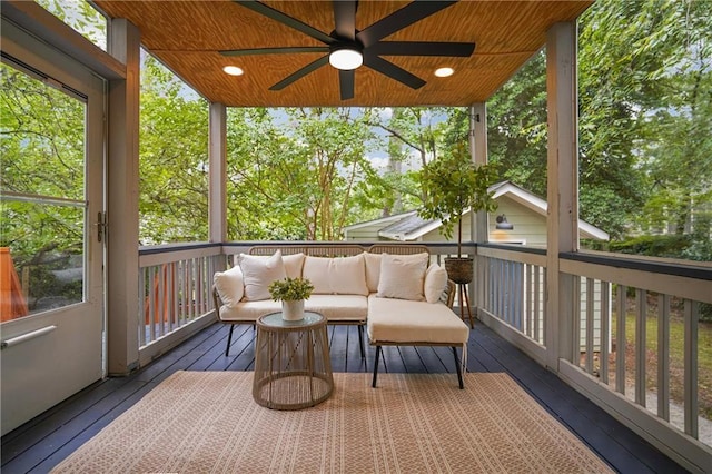 615 Sycamore Dr, Decatur, GA 30030 - deck with a ceiling fan and outdoor lounge area
