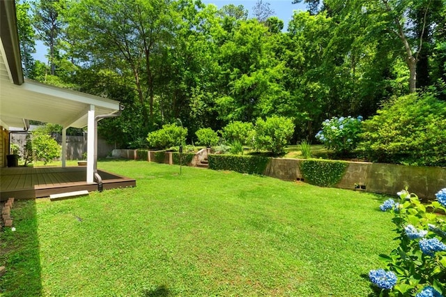 1492 Sagewood Cir, Stone Mountain, GA 30083 - view of yard with a wooden deck