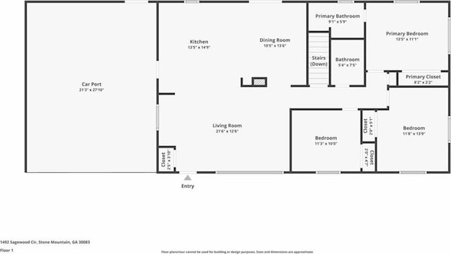 1492 Sagewood Cir, Stone Mountain, GA 30083 - room layout