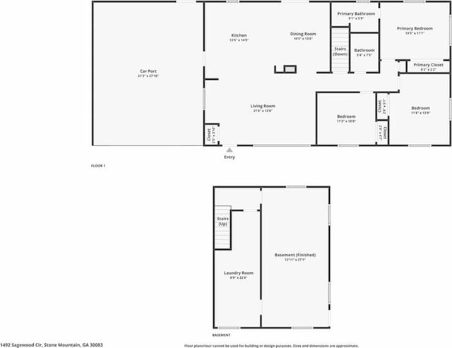 1492 Sagewood Cir, Stone Mountain, GA 30083 - floor plan / room layout