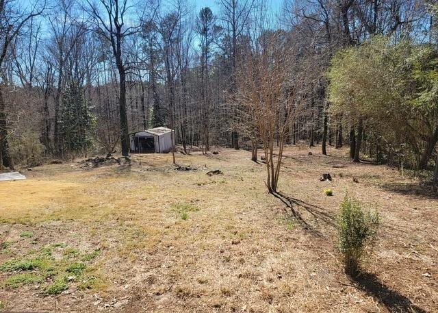 view of yard with an outbuilding