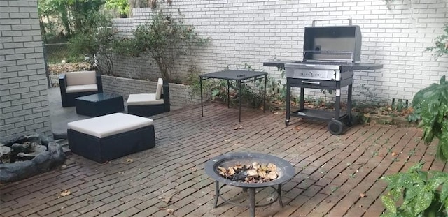 3629 Embry Cir, Atlanta, GA 30341 - view of patio / terrace featuring an outdoor living space with a fire pit and a grill