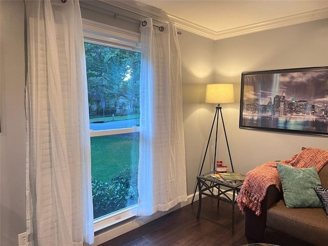 3629 Embry Cir, Atlanta, GA 30341 - sitting room featuring wood finished floors, baseboards, and ornamental molding
