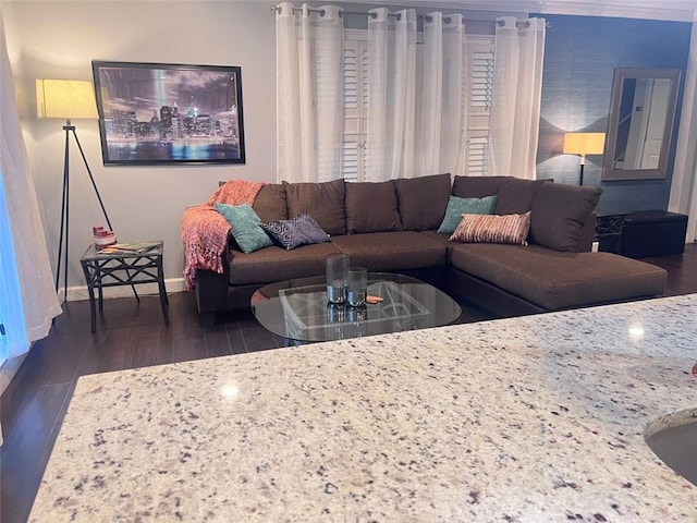 3629 Embry Cir, Atlanta, GA 30341 - living room with baseboards and wood finished floors