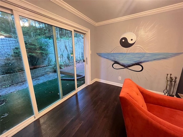 3629 Embry Cir, Atlanta, GA 30341 - sitting room with baseboards, ornamental molding, and dark wood-type flooring