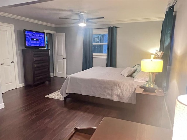 3629 Embry Cir, Atlanta, GA 30341 - bedroom with ceiling fan, baseboards, crown molding, and wood finished floors