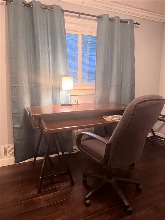 3629 Embry Cir, Atlanta, GA 30341 - office featuring dark wood-style flooring and ornamental molding