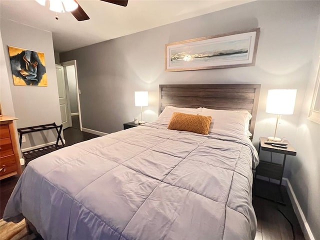 3629 Embry Cir, Atlanta, GA 30341 - bedroom featuring dark wood finished floors, baseboards, and a ceiling fan