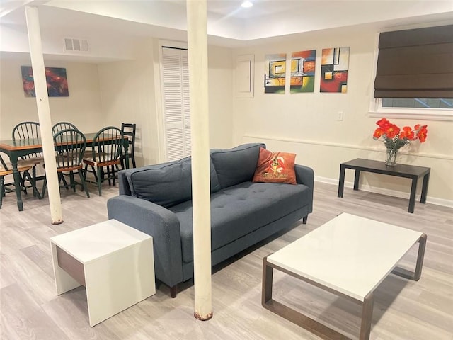 3629 Embry Cir, Atlanta, GA 30341 - living area featuring light wood-type flooring, visible vents, and baseboards