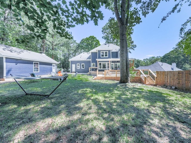 view of yard featuring a deck