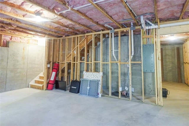 basement with electric panel