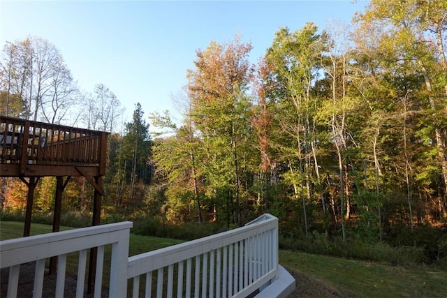 view of yard with a wooden deck