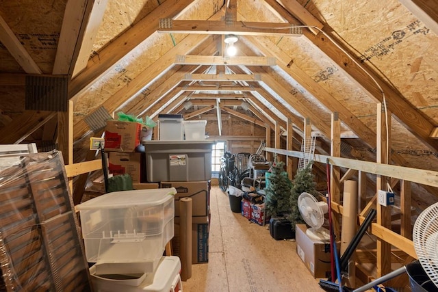 view of unfinished attic