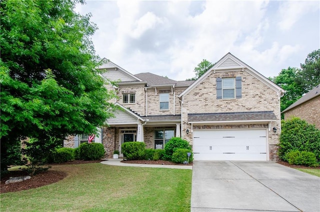 2535 Castlerock Ct, Cumming, GA 30041 - craftsman-style home with concrete driveway, a garage, brick siding, and a front yard