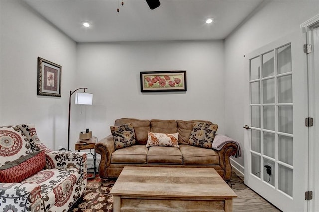 811 Pineberry Ct, Grayson, GA 30017 - living room featuring ceiling fan and recessed lighting