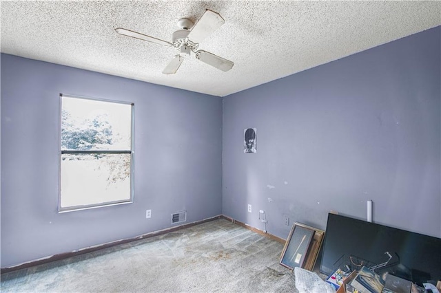 9760 Loblolly Ln, Roswell, GA 30075 - unfurnished office with a ceiling fan, carpet, and a textured ceiling