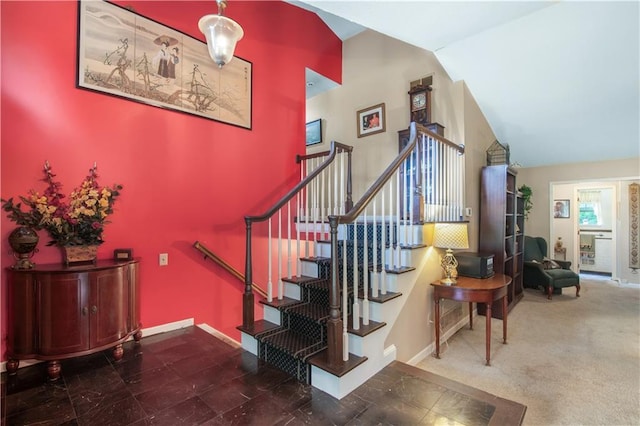 9760 Loblolly Ln, Roswell, GA 30075 - stairs with vaulted ceiling and baseboards