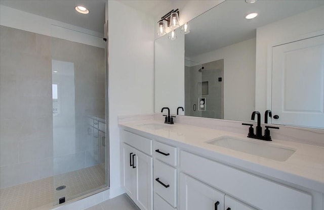 1919 Deco Dr, Kennesaw, GA 30144 - full bathroom with a shower stall, double vanity, and recessed lighting
