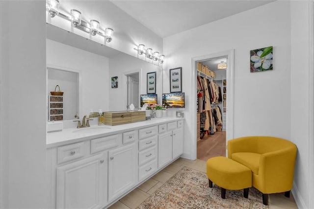 bathroom featuring vanity and tile patterned flooring