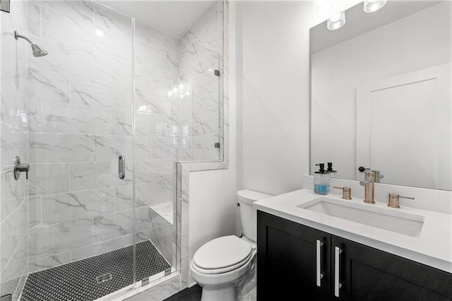 343 Concord St, Alpharetta, GA 30009 - bathroom featuring vanity, toilet, and a shower stall