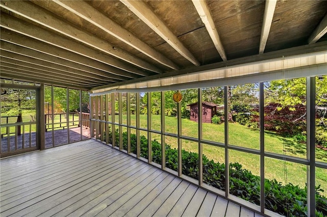 view of unfurnished sunroom