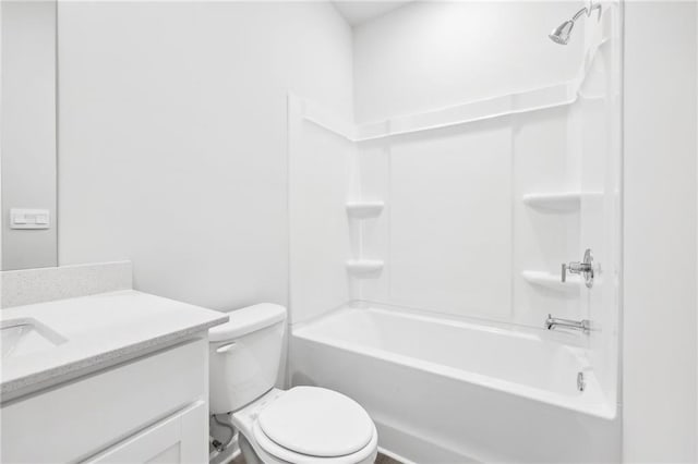 full bath with toilet, washtub / shower combination, and vanity
