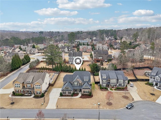 aerial view with a residential view