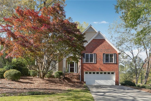 view of front of house with a garage