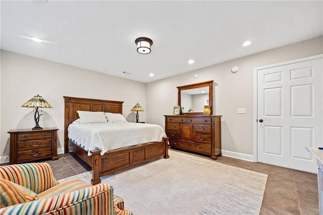 bedroom featuring tile patterned floors