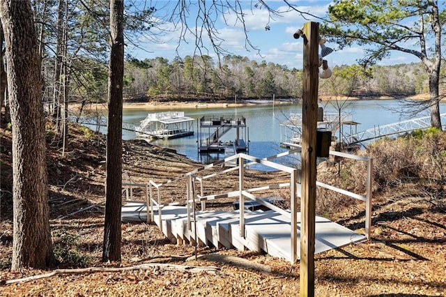 view of dock featuring a water view