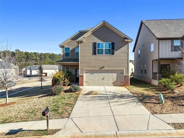 view of front of property with a garage